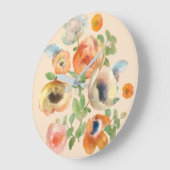 Orangefarbene Frühlingsblüten Große Wanduhr (Winkel)