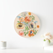 Orangefarbene Frühlingsblüten Große Wanduhr (Zuhause)
