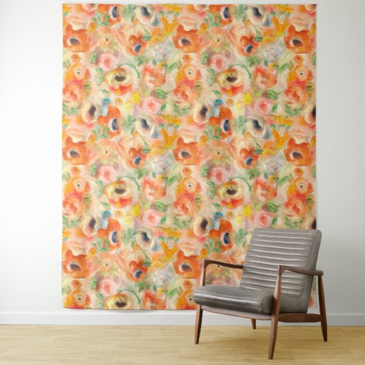 Orangefarbene Frühlingsblüten Wandteppich (Beispiel)