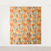 Orangefarbene Frühlingsblüten Wandteppich (Vorderseite)