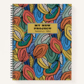 Orangefarbene, gelbe, blaue Blätter Notizblock (Vorderseite)