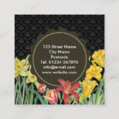 Orangefarbene gelbe Frühlingsblumen Damask Quadratische Visitenkarte (Rückseite)