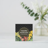 Orangefarbene gelbe Frühlingsblumen Damask Quadratische Visitenkarte (Stehend Vorderseite)