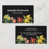 Orangefarbene gelbe Frühlingsblumen Damask Visitenkarte (Vorne/Hinten)