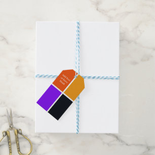 Orangefarbene, gelbe, Lila und schwarze Quadrate Geschenkanhänger