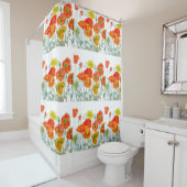 Orangefarbene, gelbe Mohnblume Duschvorhang (Beispiel)