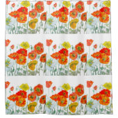 Orangefarbene, gelbe Mohnblume Duschvorhang (Vorderseite)