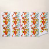 Orangefarbene, gelbe Mohnblume Strandtuch (Vorderseite)