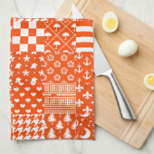Orangefarbene, gelbe Muster - Design Geschirrtuch (Viertel Falte)
