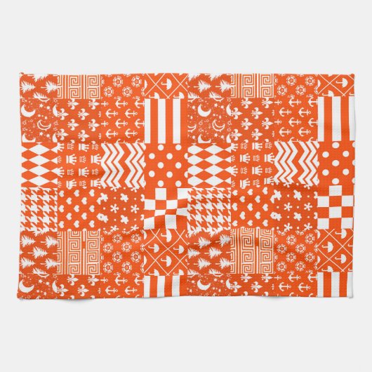 Orangefarbene, gelbe Muster - Design Geschirrtuch (Horizontal)