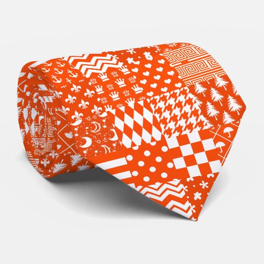 Orangefarbene, gelbe Muster - Design Krawatte (Gerollt)