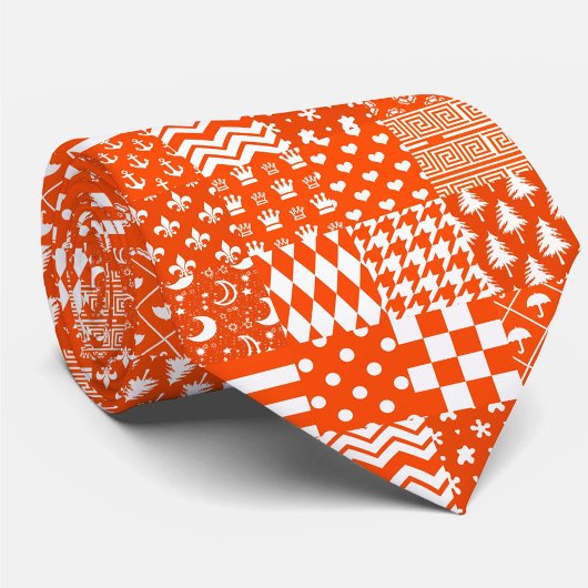 Orangefarbene, gelbe Muster - Design Krawatte