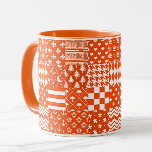 Orangefarbene, gelbe Muster - Design Tasse