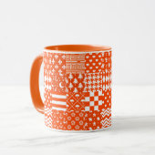 Orangefarbene, gelbe Muster - Design Tasse (Vorderseite Links)