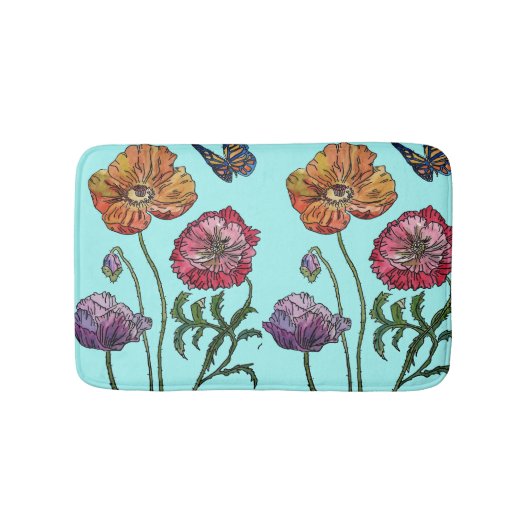 Orangefarbene Gelbe Pfoten Blume Bath Mat Badematte (Vorderseite)
