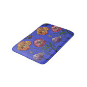 Orangefarbene Gelbe Pfoten Blume Bath Mat Badematte (Schrägansicht)