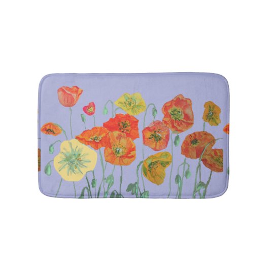 Orangefarbene Gelbe Pfoten Blume Bath Mat Badematte (Vorderseite)