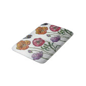Orangefarbene Gelbe Pfoten Blume Bath Mat Badematte (Schrägansicht)