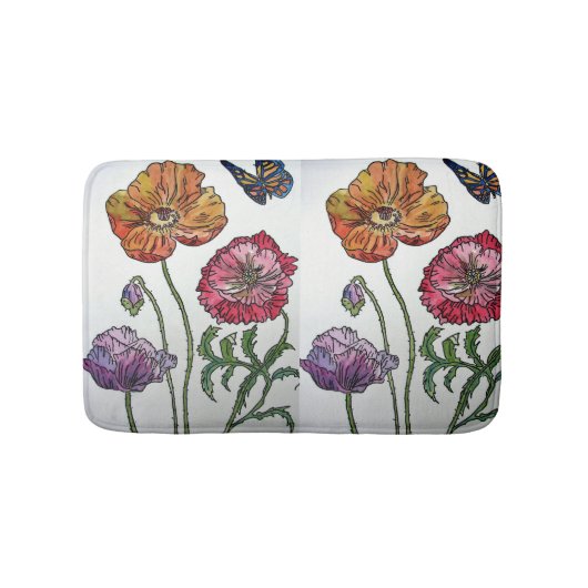 Orangefarbene Gelbe Pfoten Blume Bath Mat Badematte (Vorderseite)