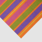 Orangefarbene, gelbe, rote, grüne und Lila Streife Seidenpapier (Ausschnitt)