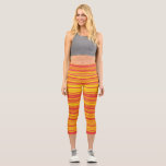 Orangefarbene, gelbe Streifen Capri Leggings<br><div class="desc">Orangefarbene Gelbe Streifen Capri Leggings</div>