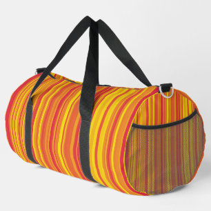 Orangefarbene, gelbe Streifen Duffle Bag
