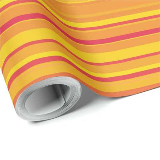 Orangefarbene, gelbe Streifen Geschenkpapier (Rolleneckpunkt)