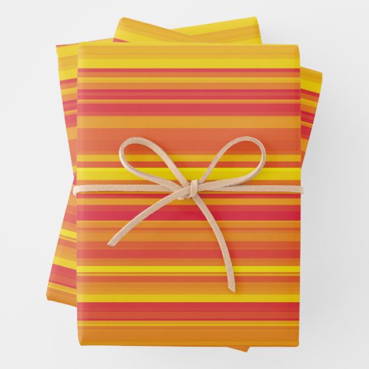Orangefarbene, gelbe Streifen Geschenkpapier Set (Beispiel)