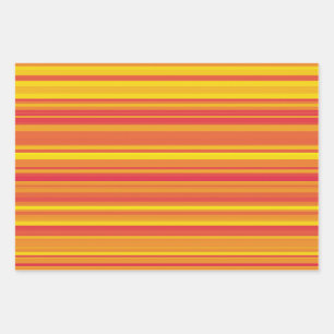 Orangefarbene, gelbe Streifen Geschenkpapier Set
