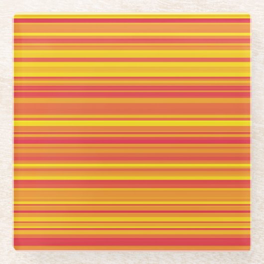 Orangefarbene, gelbe Streifen Glasuntersetzer (Vorderseite)
