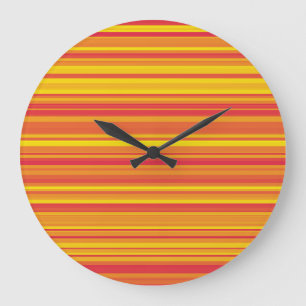 Orangefarbene, gelbe Streifen Große Wanduhr