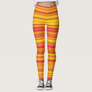 Orangefarbene, gelbe Streifen Leggings