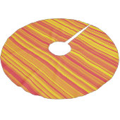 Orangefarbene, gelbe Streifen Polyester Weihnachtsbaumdecke (Schrägansicht)