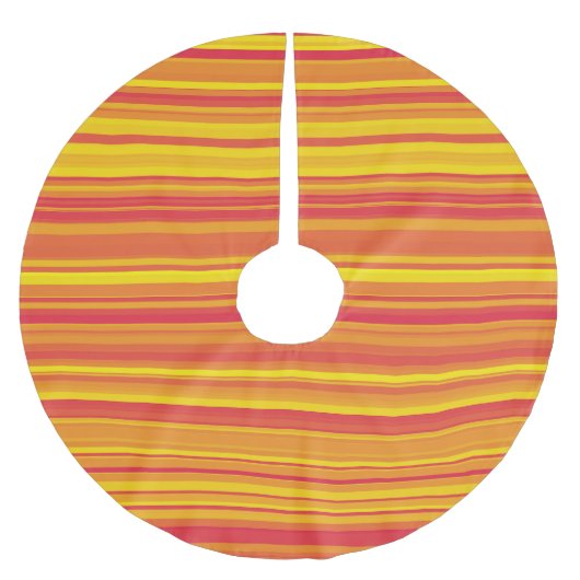 Orangefarbene, gelbe Streifen Polyester Weihnachtsbaumdecke (Vorderseite)