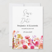 Orangefarbene, gelbe Wildblume Save the Date Einladung (Vorderseite)