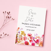Orangefarbene, gelbe Wildblume Save the Date Einladung