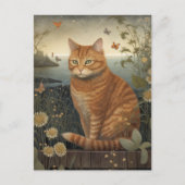 Orangefarbene getigerte Katze am Meer Postkarte (Vorderseite)