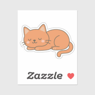Orangefarbene Ginger-Katze – Süße schlafende Carto Aufkleber