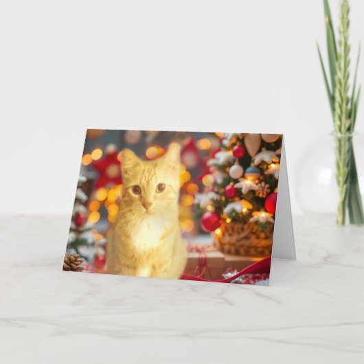Orangefarbene Ginger-Katze Weihnachten süß (Vorderseite)