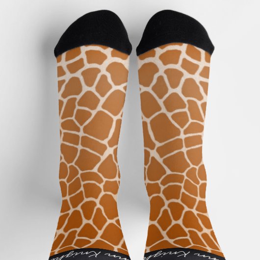 Orangefarbene Giraffe Spots Fausttierdrucke Person Socken (Oben)