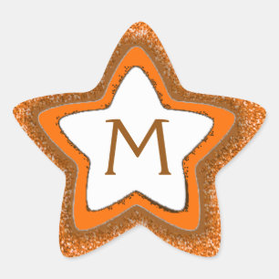 Orangefarbene Glitzer-Stern-Aufkleber für Monogram Stern-Aufkleber