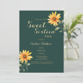 Orangefarbene Goldsonnenblume 16 . Geburtstag Einladung (Stehend Vorderseite)