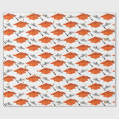 Orangefarbene Graduierungsklammern mit Diplomen Geschenkpapier (Flach)