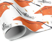 Orangefarbene Graduierungsklammern mit Diplomen Geschenkpapier (Rolleneckpunkt)