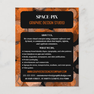 Orangefarbene grafische Kreise, Grafik-Designer-We Flyer