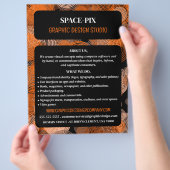 Orangefarbene grafische Kreise, Grafik-Designer-We Flyer (Hand)