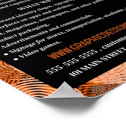 Orangefarbene grafische Kreise, Grafik-Designer-We Poster (Ecke)