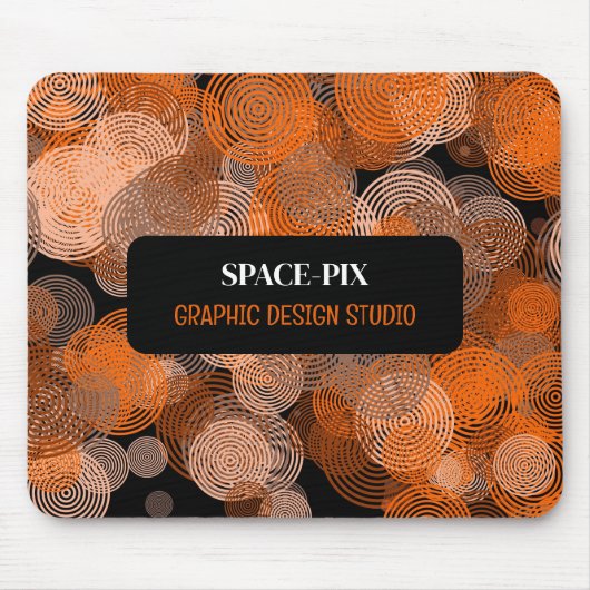 Orangefarbene grafische Kreise, Grafikdesigner Mousepad (Vorne)