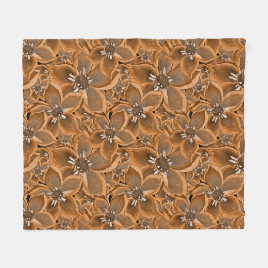 Orangefarbene, graue Aquarellfarben-Blume. Fleecedecke (Vorderseite (Horizontal))