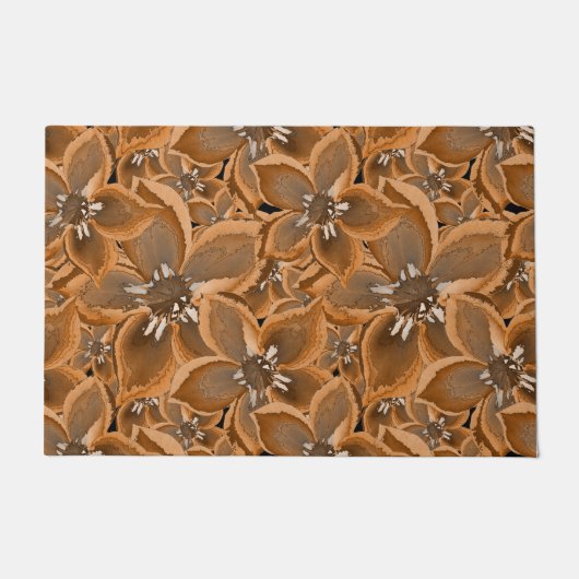 Orangefarbene, graue Aquarellfarben-Blume. Fußmatte (Vorderseite)